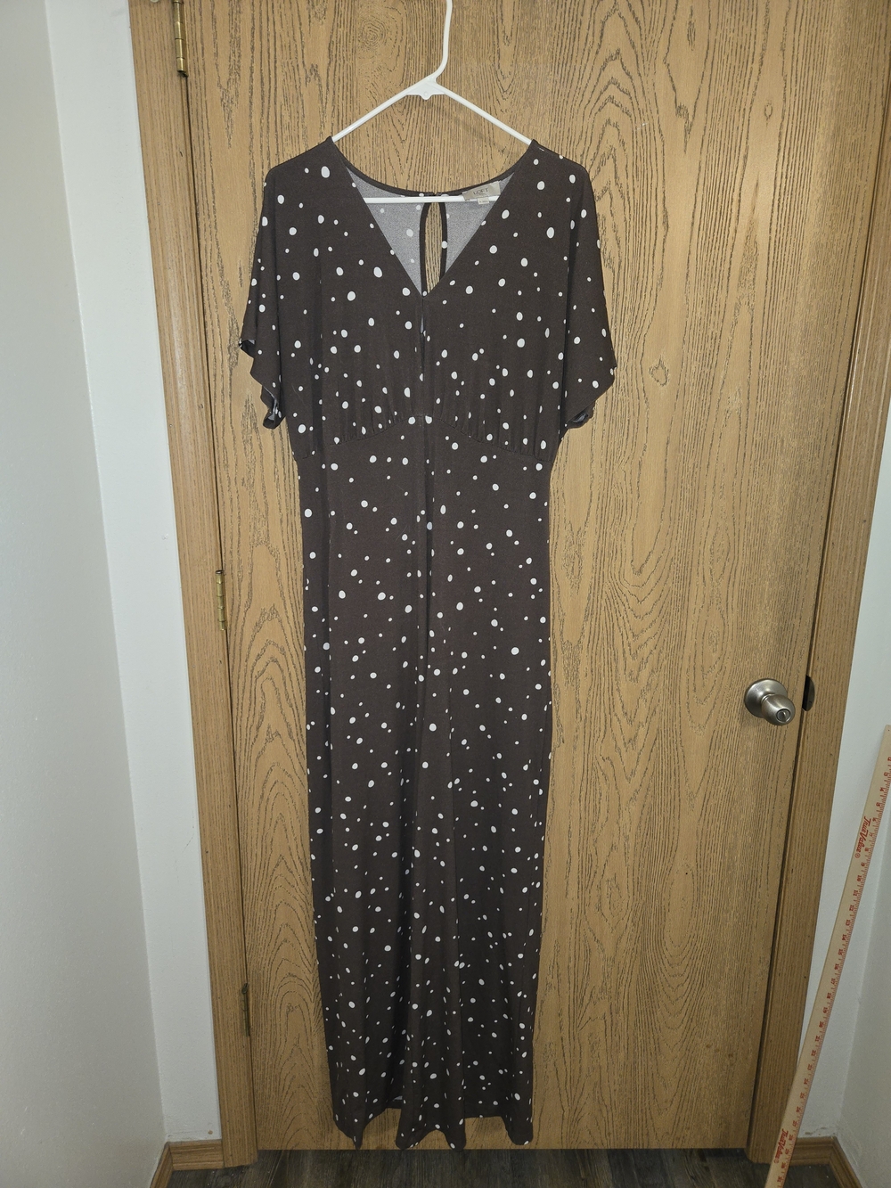 LOFT Brown Jumpsuit with White Polka Dots